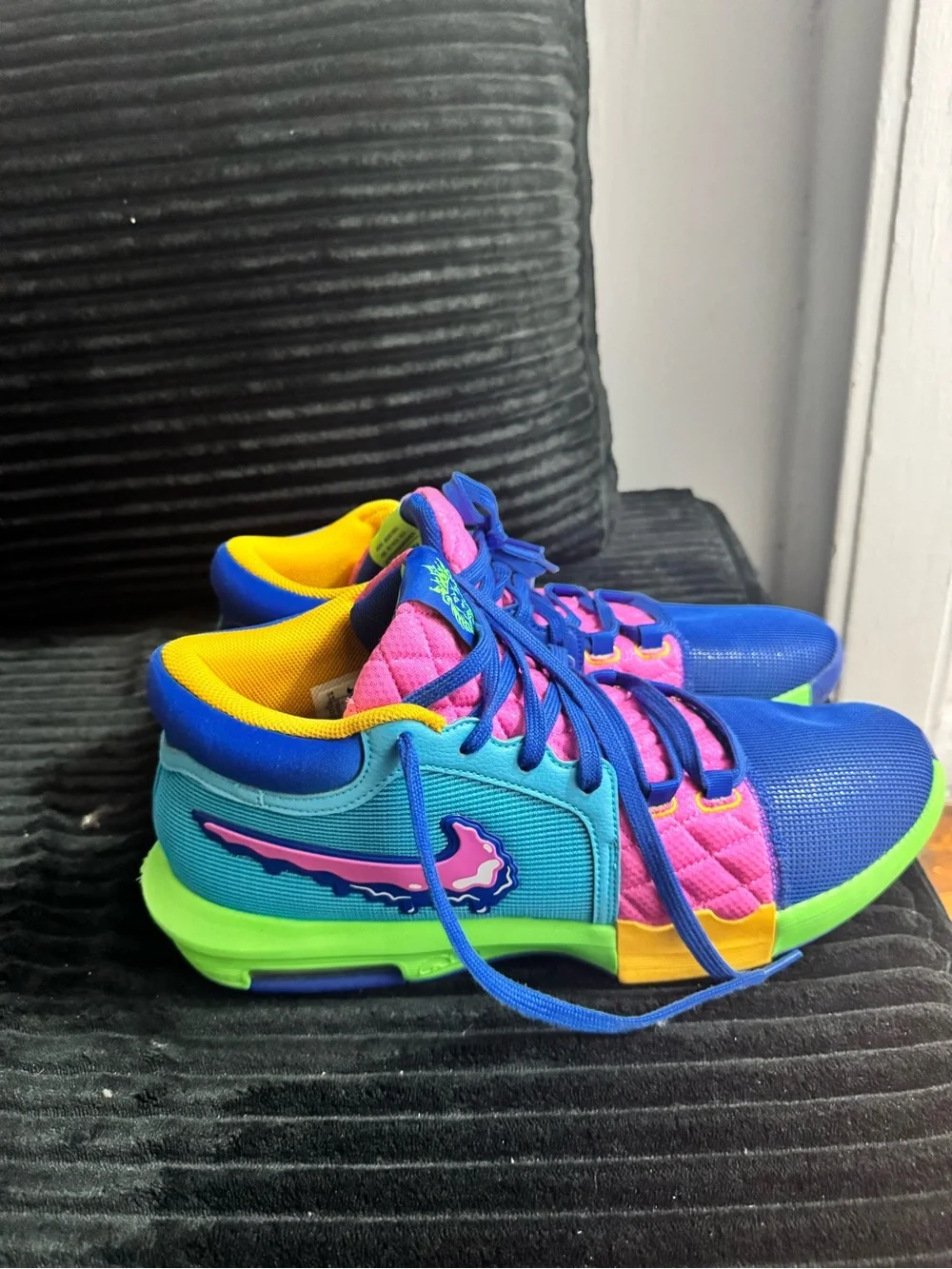 Nike Boys Multicolor Athletic Shoes - Blue/Pink/Neon Green